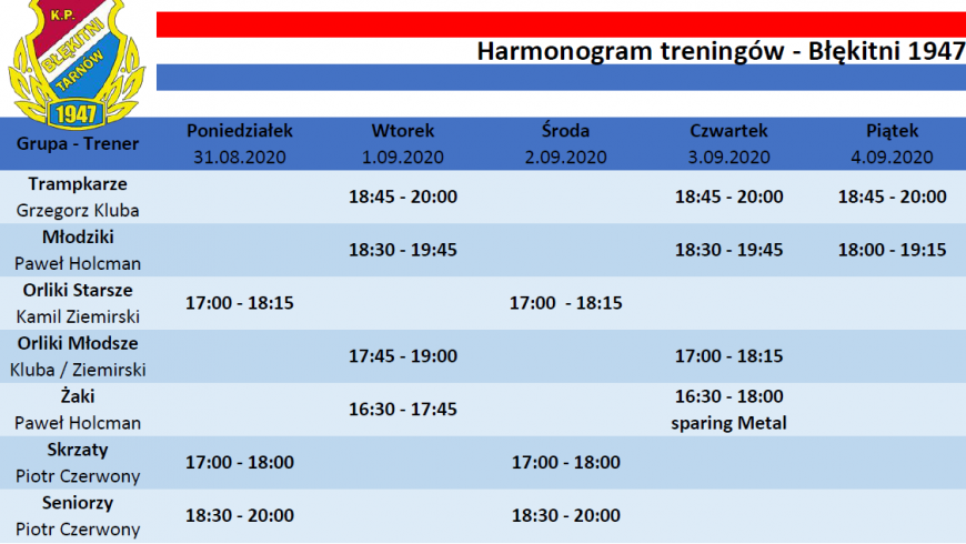 Harmonogram 31.08 - 6.09