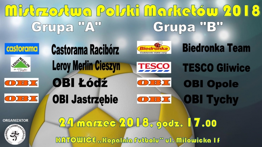 Podział grup - "Mistrzostwa Polski Marketów 2018" - wyniki losowania