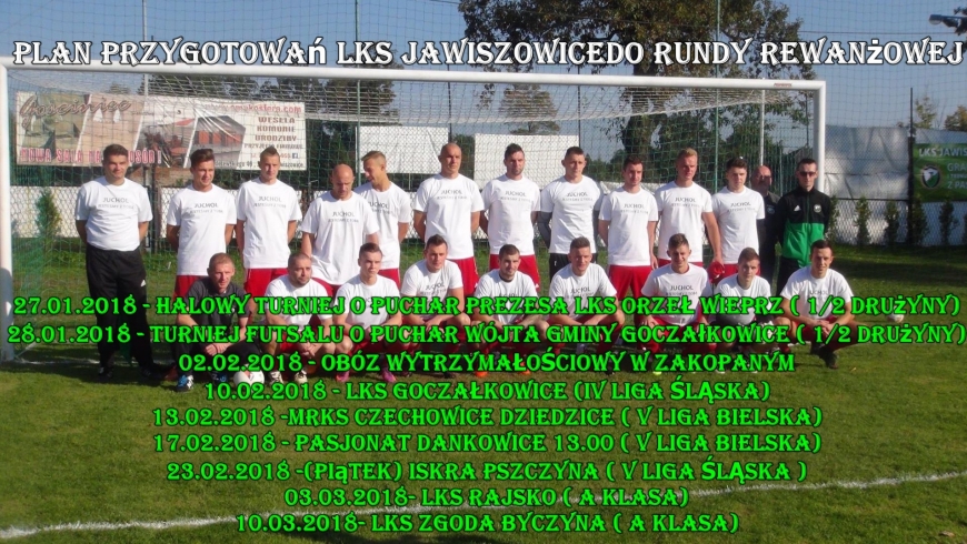 Plan przygotowań LKS JAWISZOWICE do rundy rewanżowej sezonu 2017/18