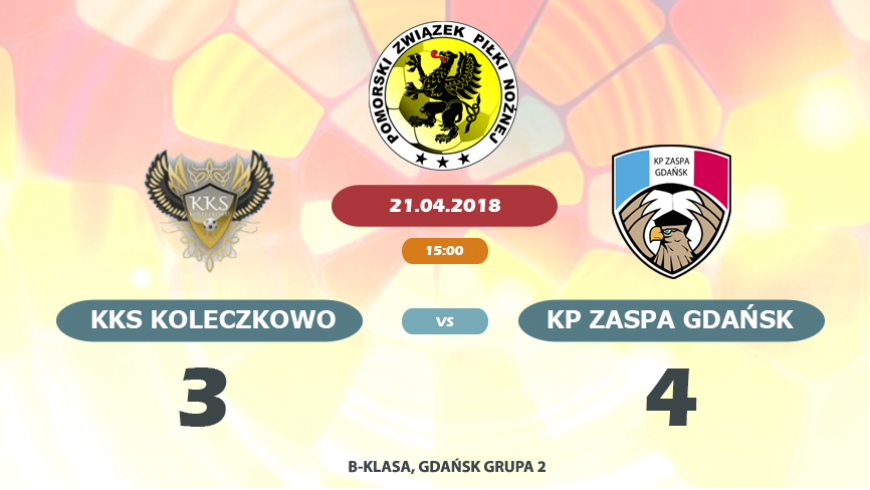 KS Koleczkowo - KP Zaspa Gdańsk 3:4(1:1)