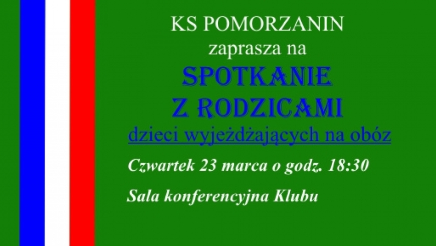 Spotkanie z rodzicami dzieci wyjeżdżających na obóz.