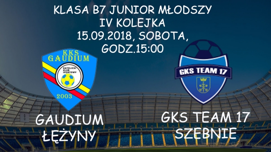 Zapowiedź IV Kolejki Krośnieńskiej Klasy B Juniorów Młodszych - KKS Gaudium Łężyny - GKS Team 17 Szebnie