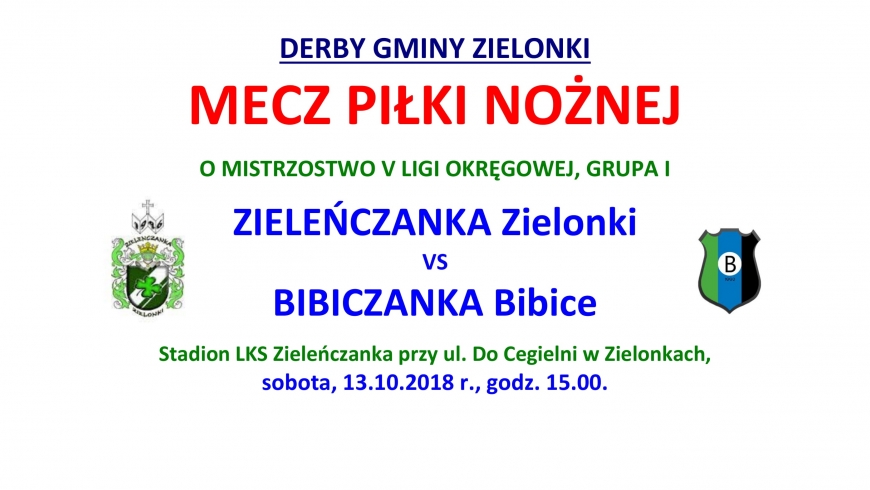 ZAPROSZENIE NA MECZ. 10. kolejka: DERBY GMINY ZIELONKI