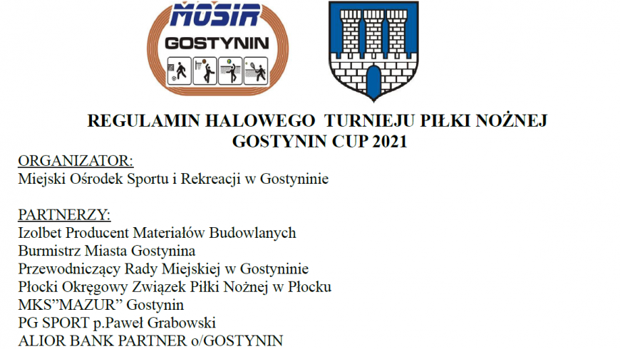 Turniej piłki nożnej "Gostynin Cup" - 16 stycznia 2021 r.