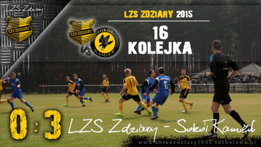 16 Kolejka: LZS Zdziary - Sokół Kamień 0:3.