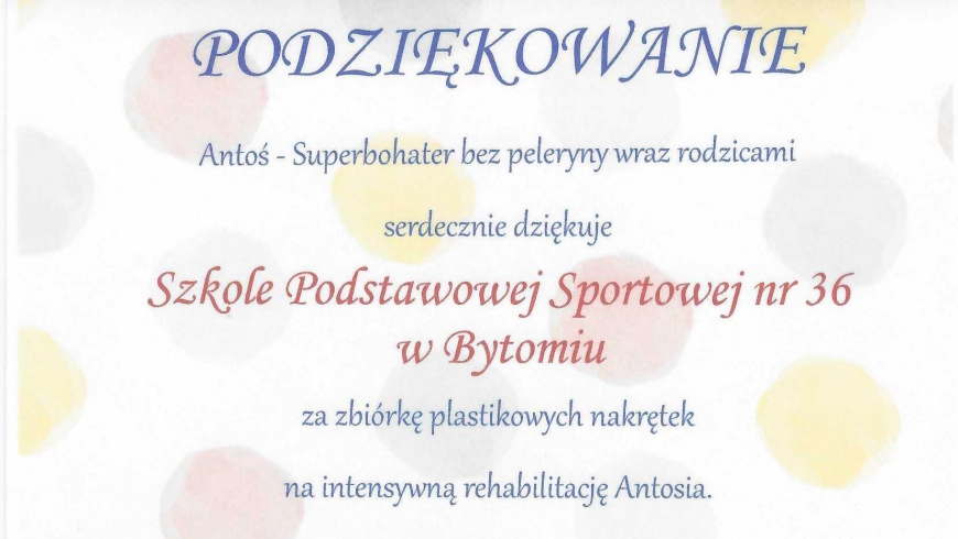 PODZIĘKOWANIE DLA NASZEJ SZKOŁY.