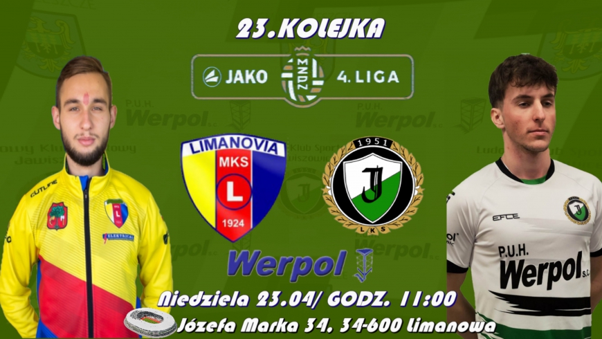 Zapraszamy na 23.kolejkę JAKO IV ligi małopolskiej sezon 2022/23 !!!
