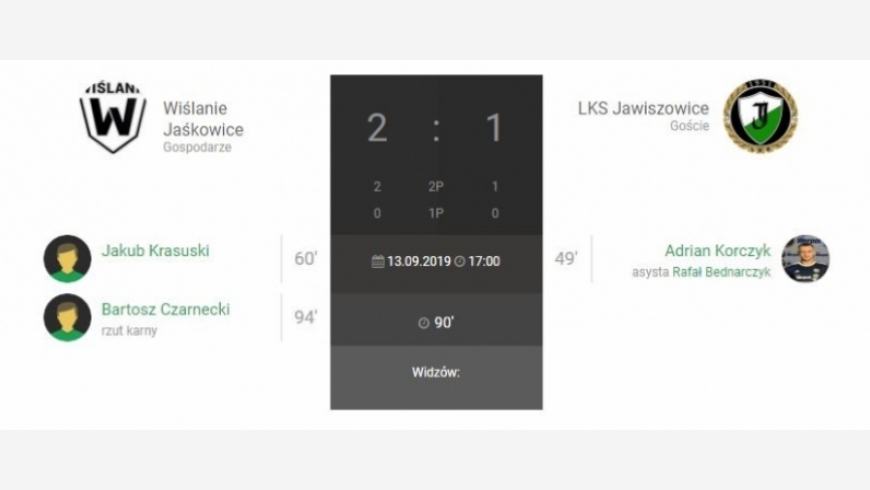 8.kolejka IV Ligi Wiślanie Jaśkowice-LKS Jawiszowice 2-1