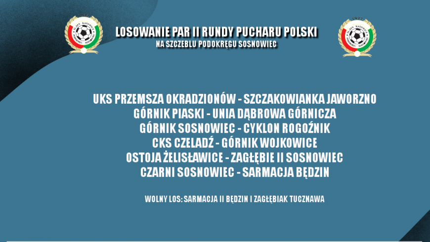 Losowanie par II Rundy Pucharu Polski - Podokręg Sosnowiec