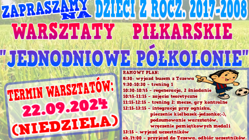 Zapraszamy na wrześniowe WARSZTATY PIŁKARSKIE.