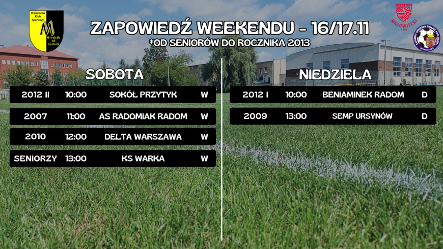 Zapowiedź weekendu (16/17.11)