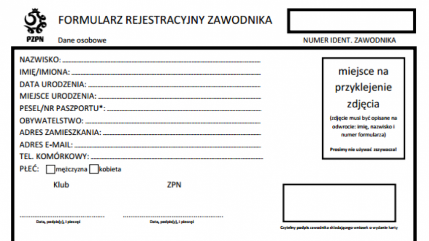 Obowiązkowa rejestracja zawodników.