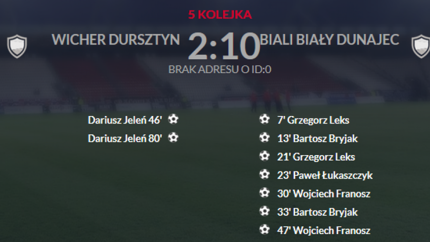 V kolejka: Wicher Dursztyn - Biali Biały Dunajec 2-10(0-6)