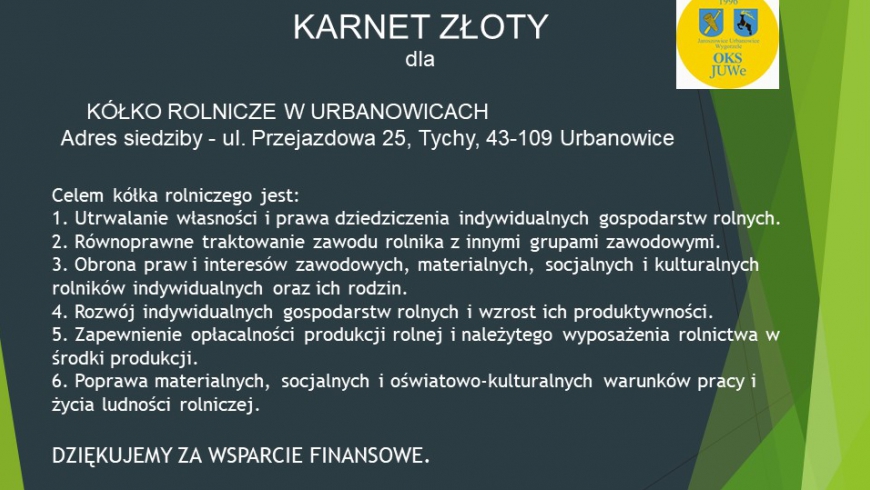Złote Kółko Rolnicze w Urbanowicach