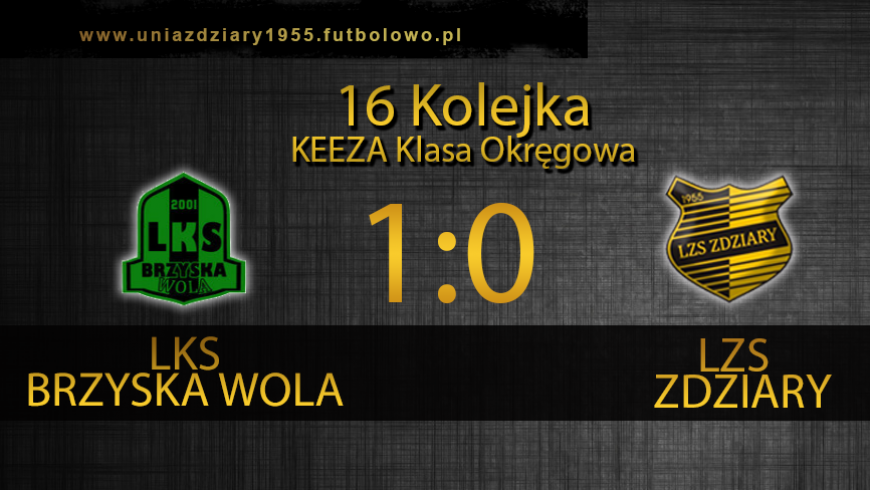 16 Kolejka: LKS Brzyska Wola - LZS Zdziary 1:0.