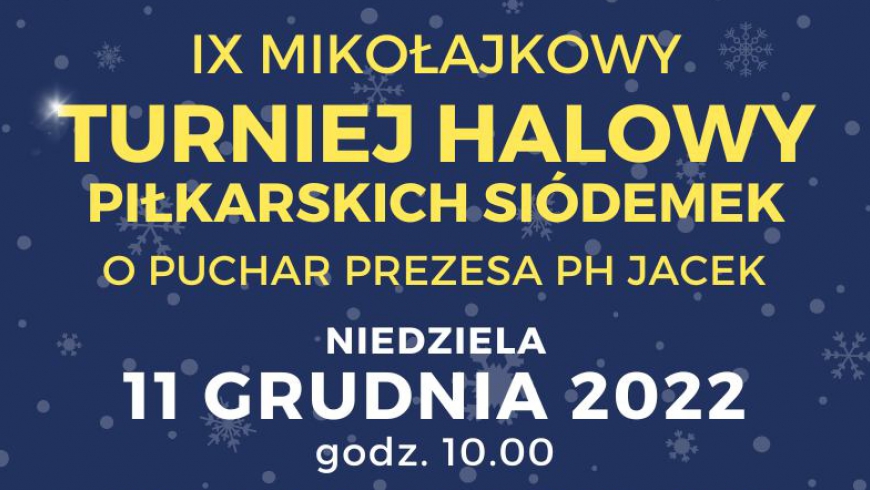 Zgłoszenia do Halowego Turnieju Mikołajkowego o Puchar Prezesa PH Jacek