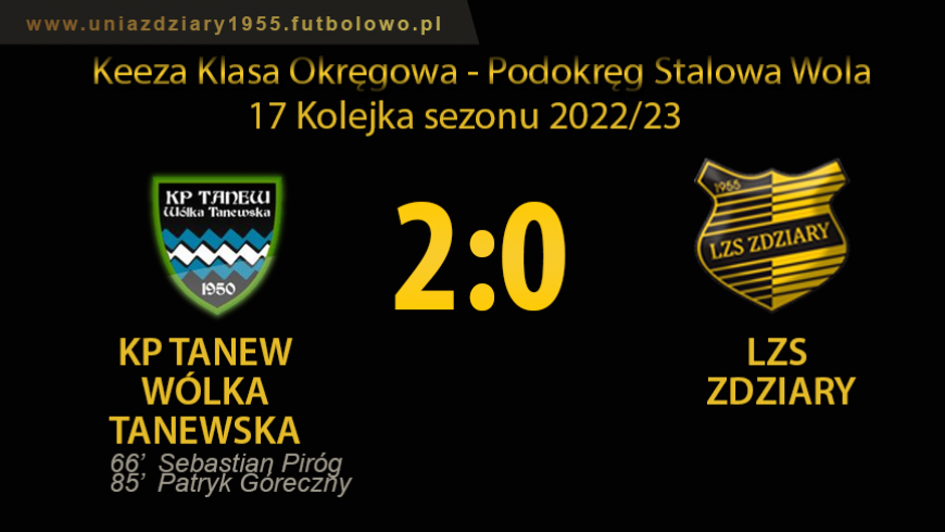 17 Kolejka: KP Tanew Wólka Tanewska - LZS Zdziary 2:0.