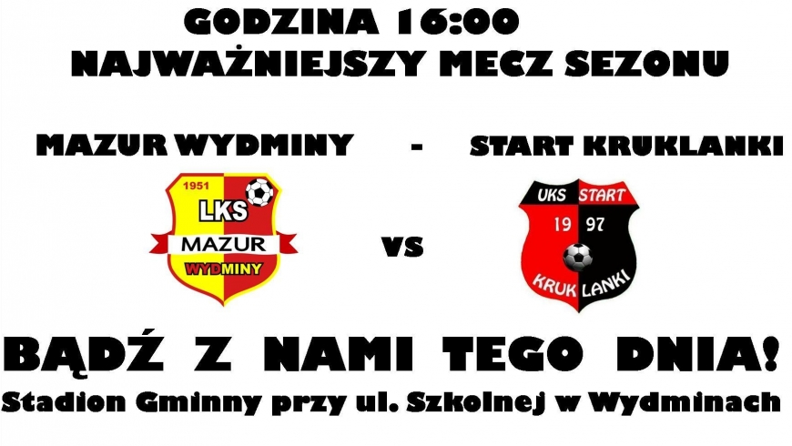 Derby z Kruklankami! Mecz na szczycie!