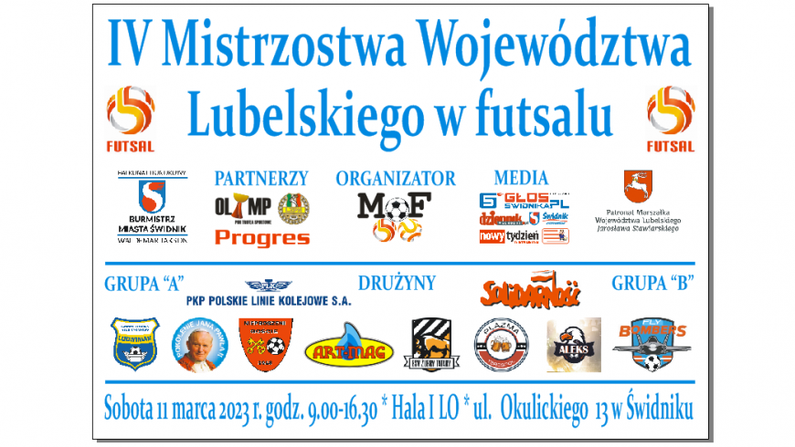 W ŚWIDNIKU ZAGRAJĄ O FUTSALOWE MISTRZOSTWO WOJEWÓDZTWA LUBELSKIEGO!!!