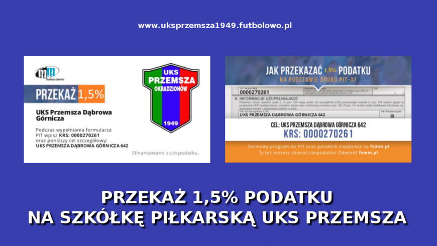 Podaruj 1,5% podatku na Szkółkę Piłkarską UKS Przemsza