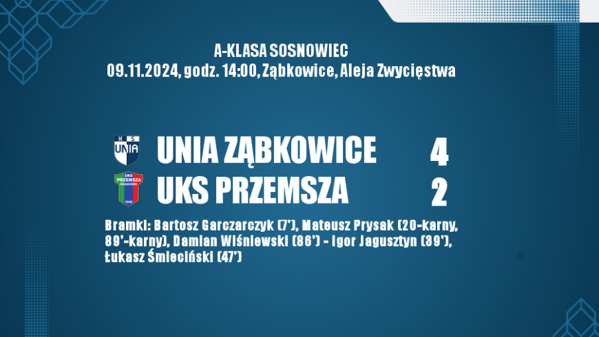 12 kolejka, A-Klasa 2024/2025 Unia Ząbkowice - UKS Przemsza 4:2 (2:1)