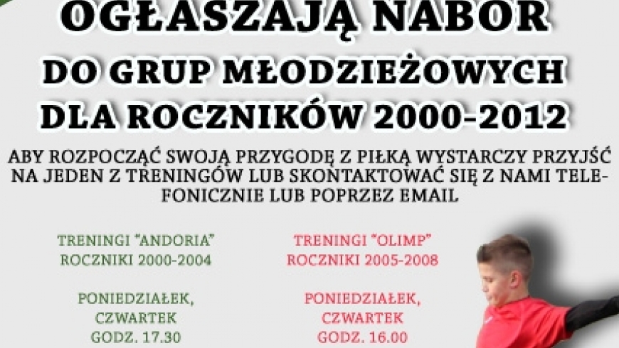 Nabory do grup młodzieżowych