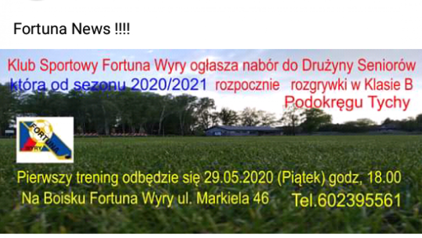 FORTUNA WYRY SZUKA ZAWODNIKÓW