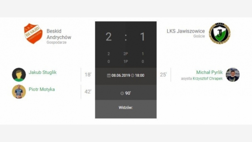 29.kolejka IV Ligi Beskid Andrychów-LKS Jawiszowice 2:1