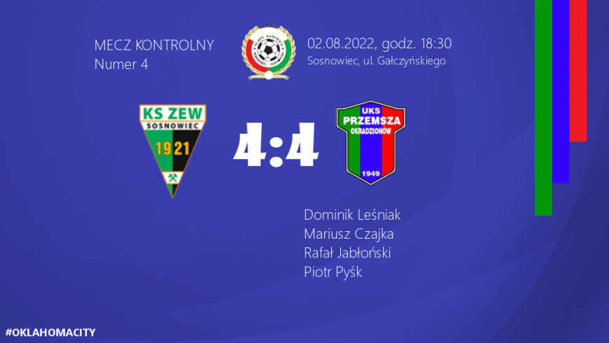 Sparing. ZEW Sosnowiec - Przemsza Okradzionów 4-4