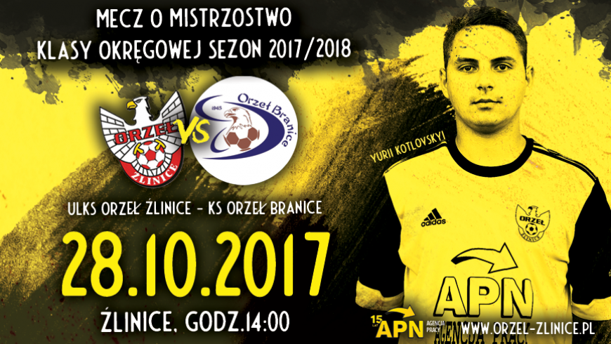 Orzeł Źlinice vs Orzeł Branice - zapraszamy na mecz