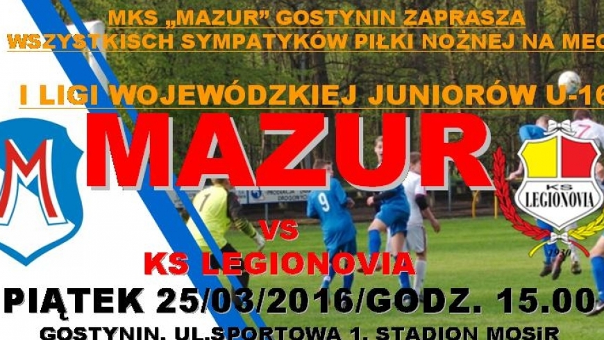 Zaproszenie na mecz juniorów Mazura