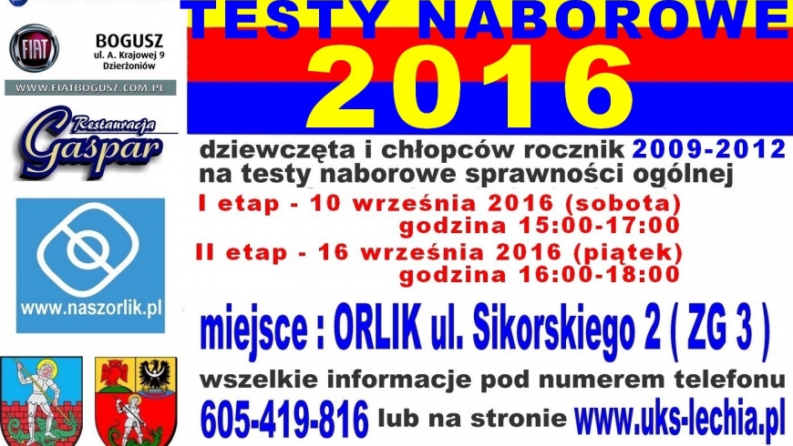 II ETAP TESTÓW NABOROWYCH 2016