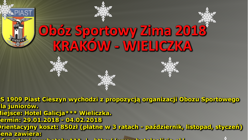 OBÓZ SPORTOWY ZIMA 2018 !!!