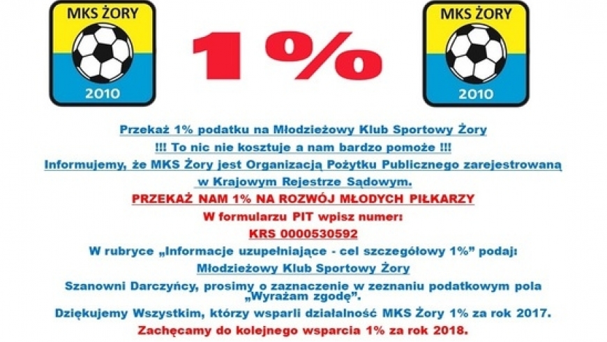 1% dla MKS Żory