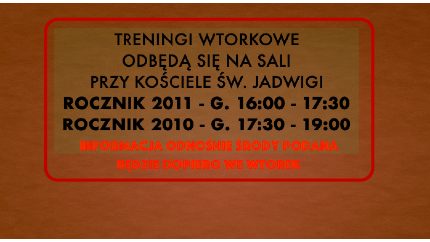 wtorek - śnieg, mróz = trening na sali