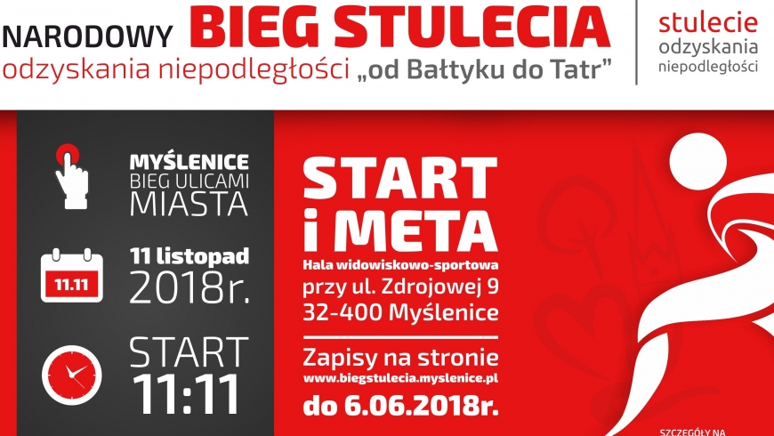 Narodowy Bieg Stulecia w Myślenicach - zapraszamy do zapisów!