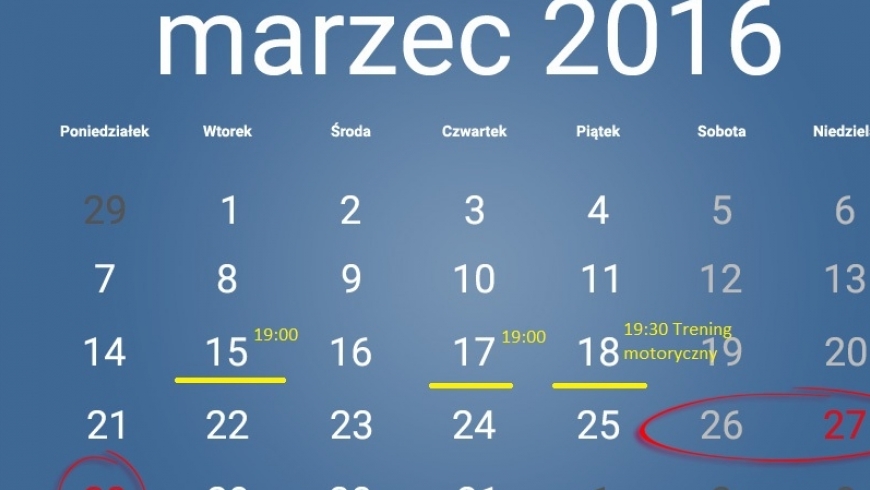 Plan treningów do 18 marca :