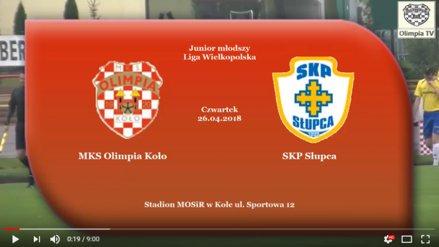 ROCZNIK 2001/2002: MKS Olimpia Koło - SKP-MOS Słupca 26.04.2018 [VIDEO]