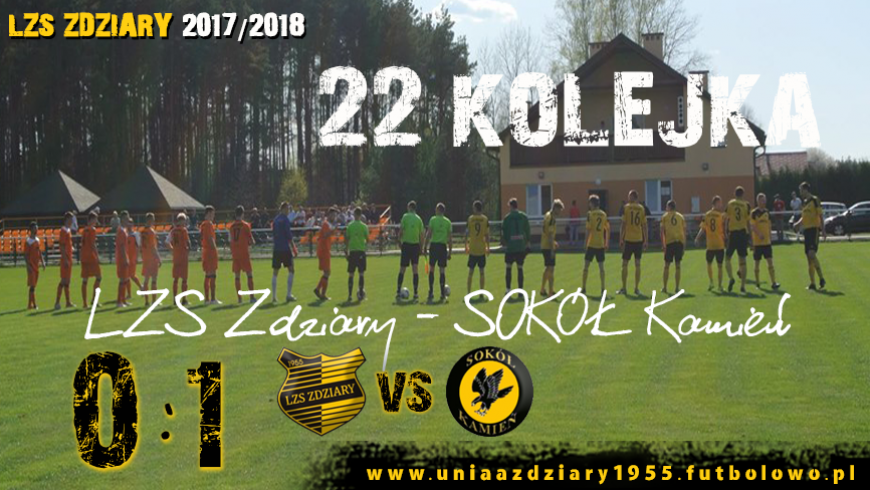 22 Kolejka: LZS Zdziary - Sokół Kamień 0:1.