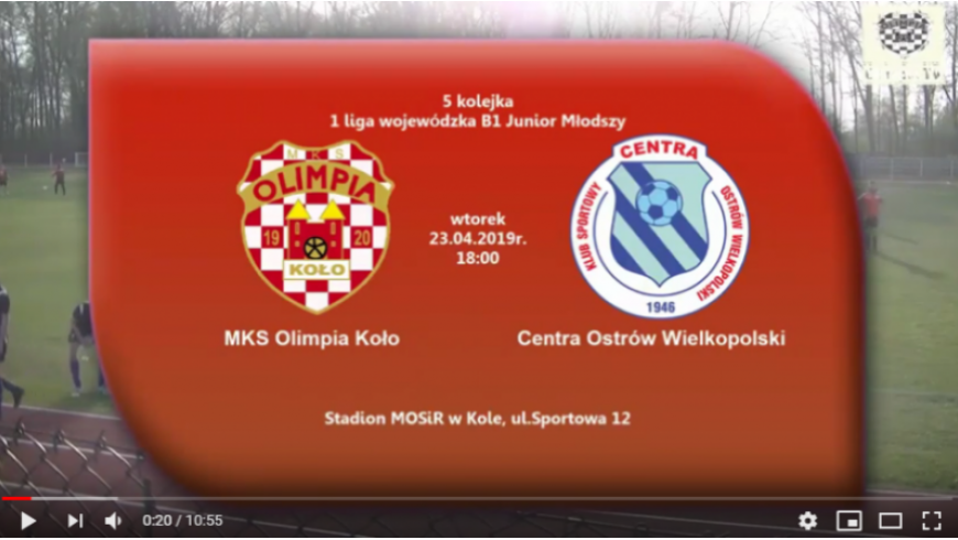 ROCZNIK 2002/2003: MKS Olimpia Koło - Centra Ostrów Wielkopolski 23.04.2019 [VIDEO]