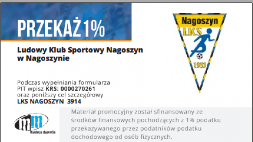 Przekaż 1% na  LKS Nagoszyn