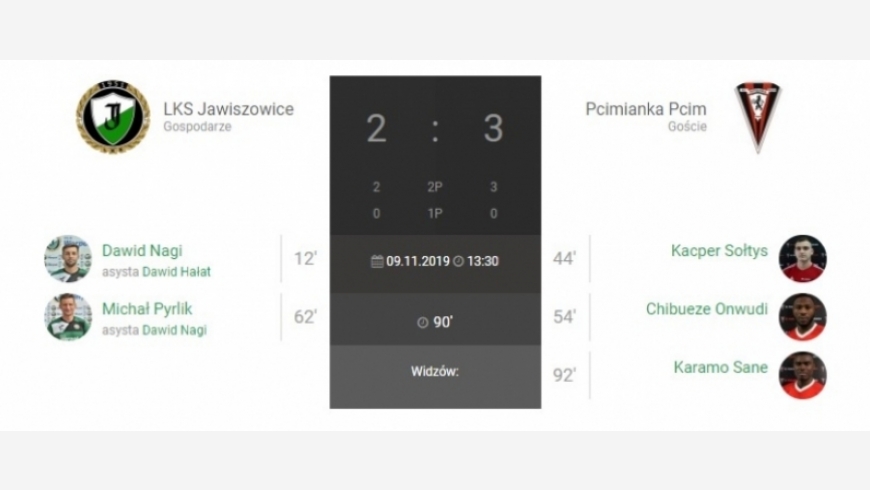 16.kolejka IV ligi LKS Jawiszowice-Pcimianka Pcim 2-3