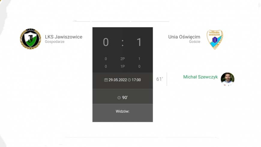 30.Kolejka JAKO IV Ligi LKS Jawiszowice-Unia Oświęcim 0:1