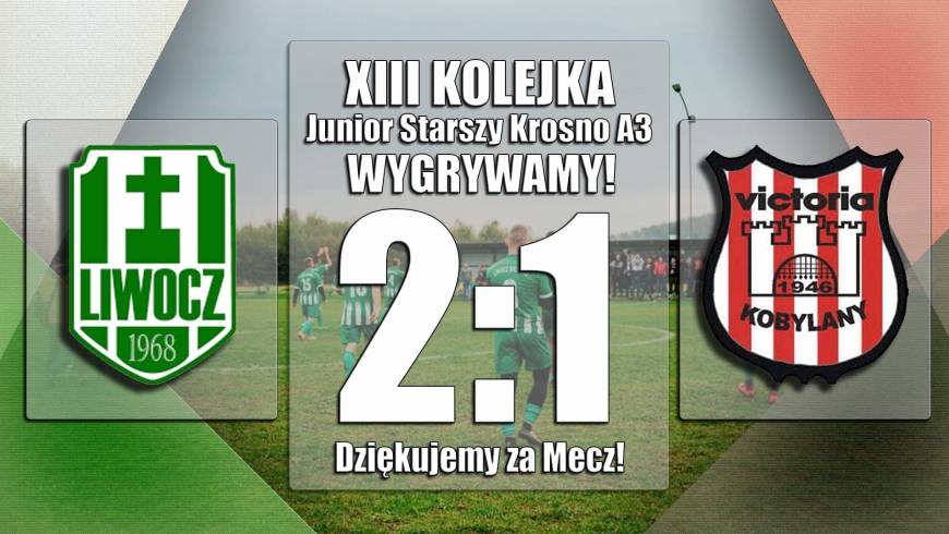 Zwycieztwo w 13 kolejce rozgrywek Juniorów Starszych U-19, A Klasy gr III Krosno