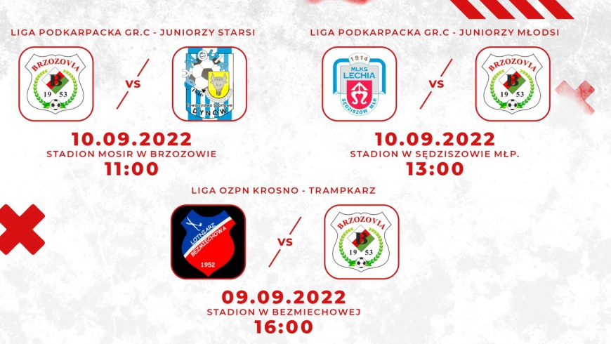 Plan meczy drużyn młodzieżowych: 09-10.09.