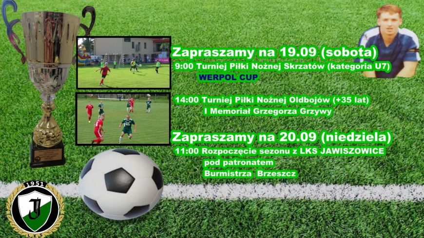 Zapraszamy na piłkarski weekend z LKS JAWISZOWICE 19-20 wrzesień !!!