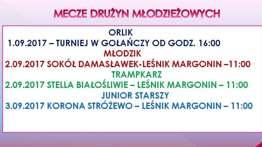 MECZE DRUŻYN MŁODZIEŻOWYCH