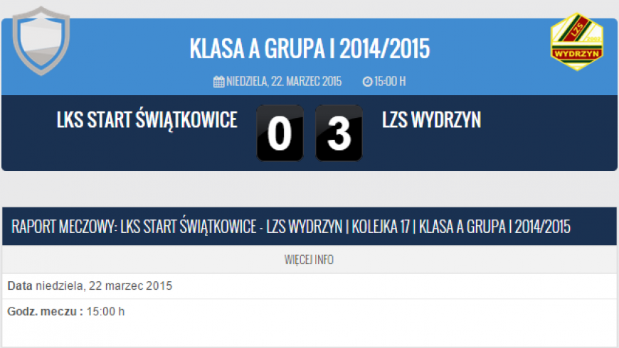 Start Świątkowice - LZS Wydrzyn 0:3 (0:1)