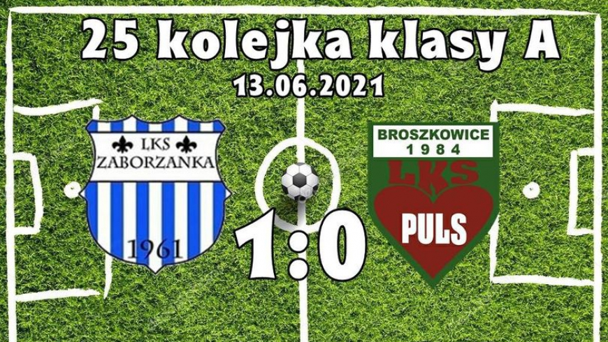 KLASA "A": ZABORZANKA Zaborze - PULS Broszkowice 1:0