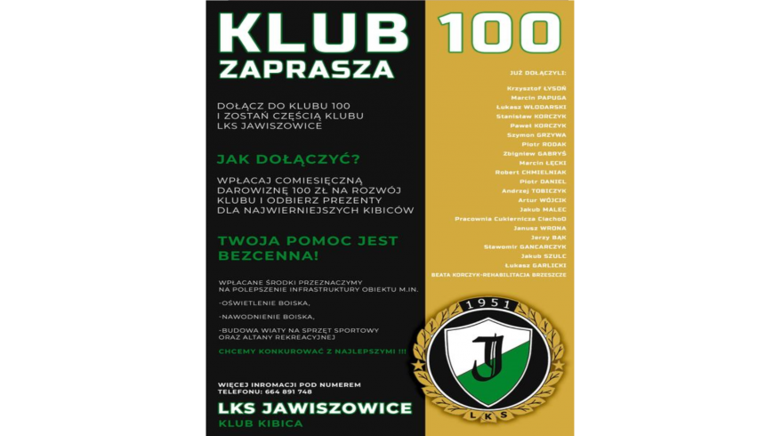 Sprawozdanie z działalności Klubu 100 w 2020 roku.